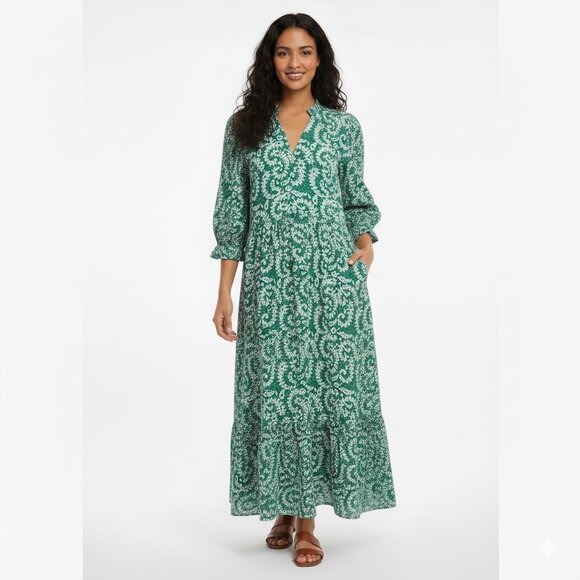 Matta Vayu Midi Dress in Turquoise White Pockets Size Small - Picture 1 of 9